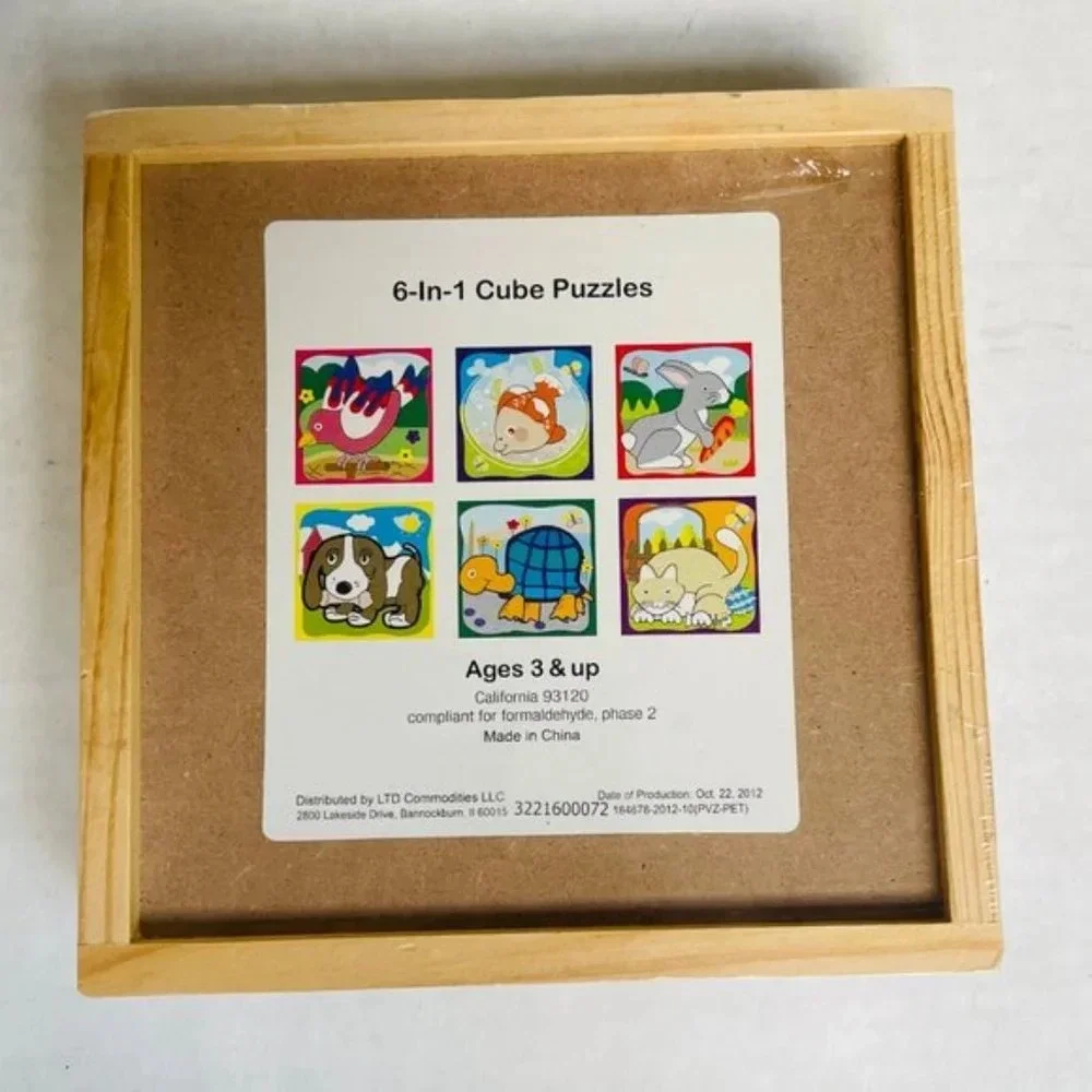 6 in 1 Cube Puzzle Puppy Dog Fish Rabbit Bird Turtle Cat Animal Kids‎ Toy Zigsaw